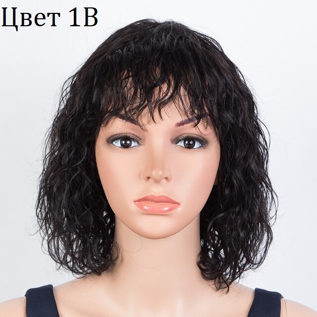 Натуральный парик Angelica черный волнистые волосы