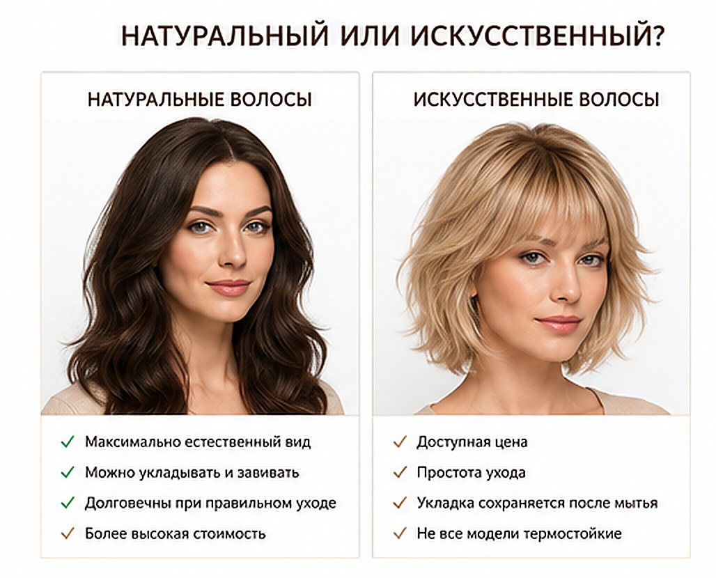 Натуральный или искусственный парик выбор