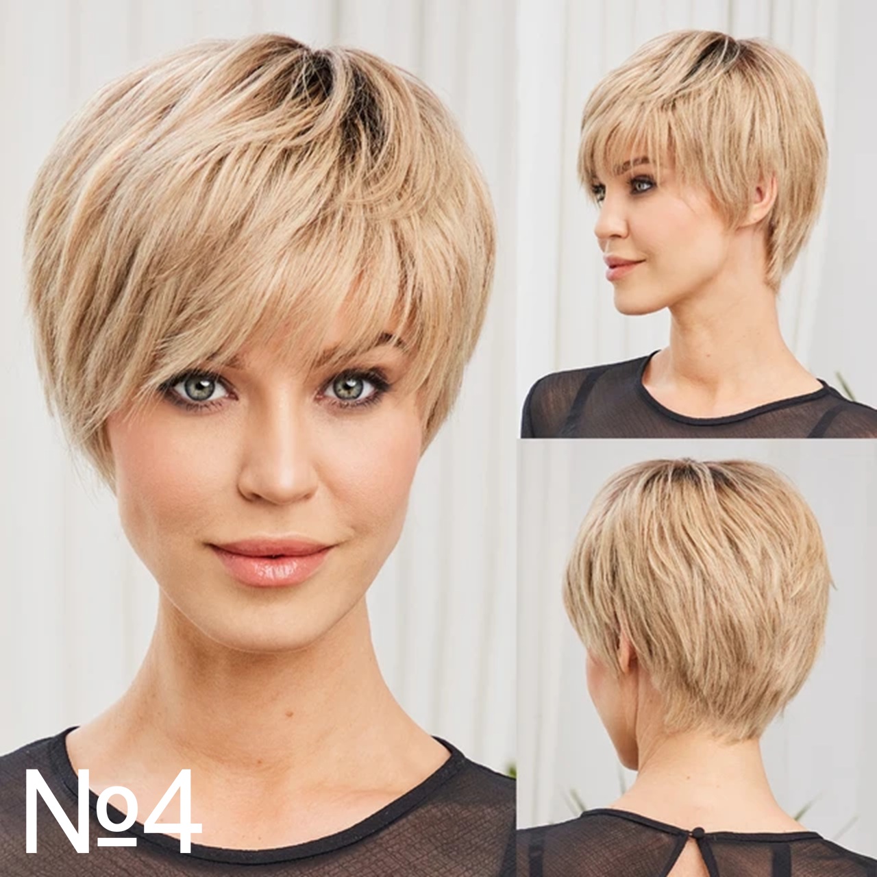 Короткий натуральный парик Gemma цвет блонд с темными корнями