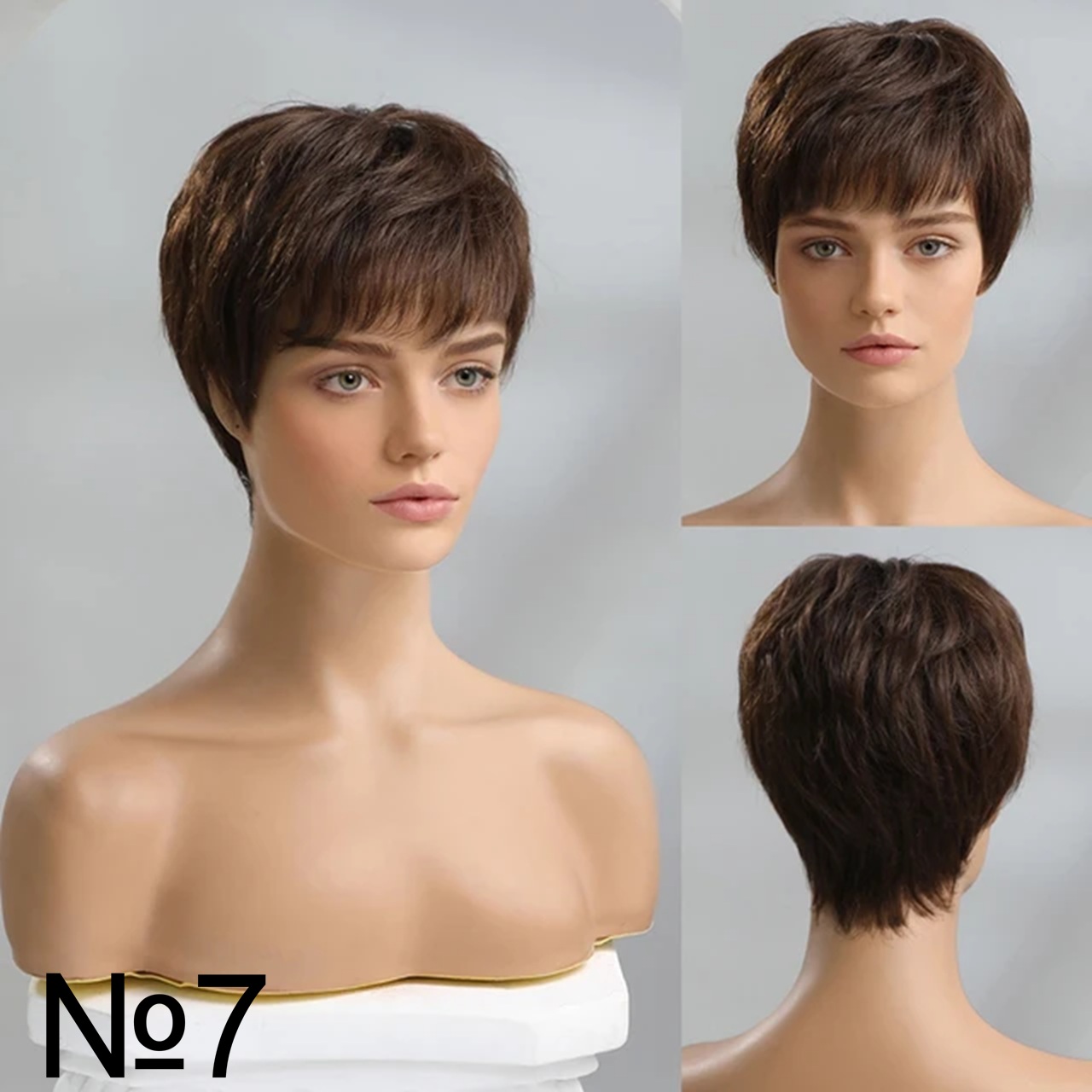 Короткий натуральный парик Gemma цвет коричневый