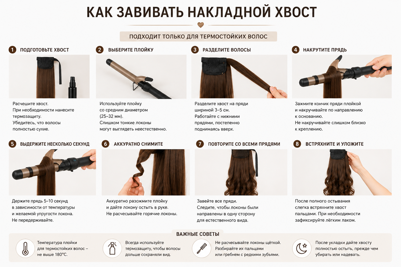 Как завивать накладной хвост